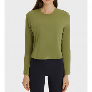 Losse vaste kleur split yoga shirts