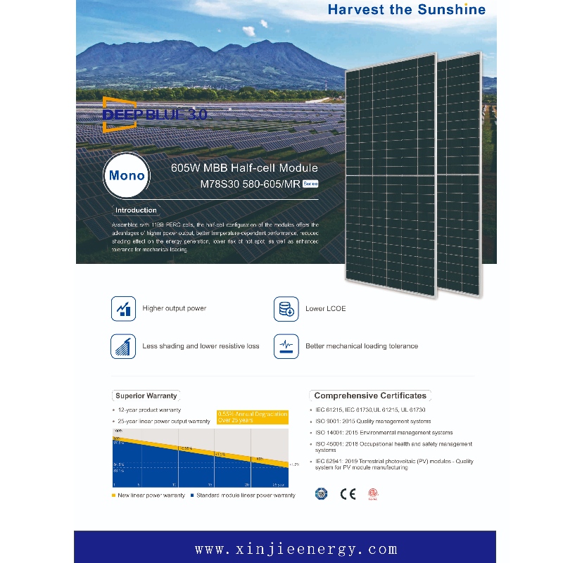 Nieuw ontwerp fotovoltaïsche zonne-energiepanelen systeem 580-605 w online verkoop