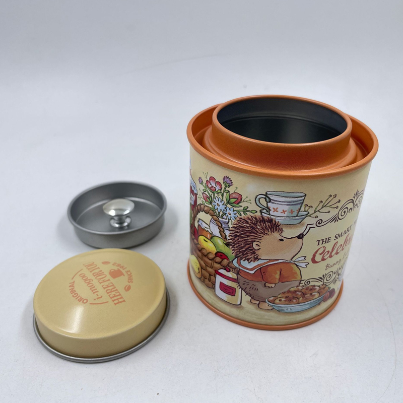 Tinplate round thee caddy candy snack verpakking doos tin doos