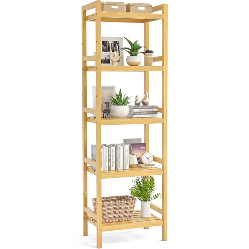 BSCI Custom 6 Letters Verstelbaar Tall Book Cast Book Shelf Rack Organisator Schappen Eenheid Vrijstaande opslag Bamboo boekenplank