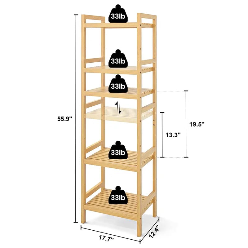 BSCI Custom 6 Letters Verstelbaar Tall Book Cast Book Shelf Rack Organisator Schappen Eenheid Vrijstaande opslag Bamboo boekenplank