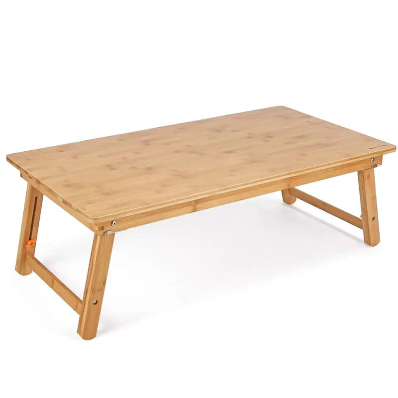 Bamboe eindtafel groot formaat vloerbureau tafellade voor ontbijt serveerschaal met vouwpoten verstelbare lage salontafel