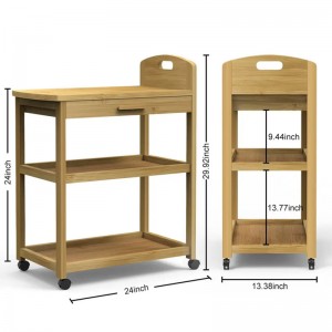 Open plank voor winkelvoedselbereidings trolleys bamboe opslagplank auto