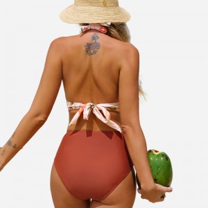 Lente adem tuin halter tall tri&hoge taille bikini set