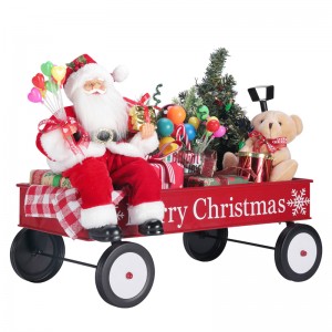 Tm-95114 50*27*38cm Santa met cadeauwagen