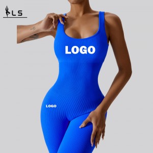 SC10711 Custom Fitness Sports Jumpsuit Gym Rompernaadloos geribbeld één stuk workout Yoga Bodysuits