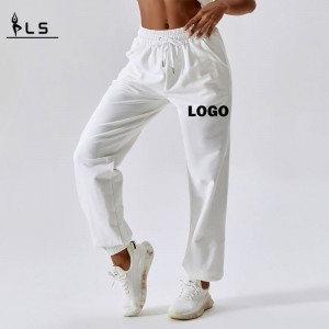 SC10129 Solid Elastic Taille Sweatpants Women\'s Baggy Sports Losse broek Joggers Hoge taille broek