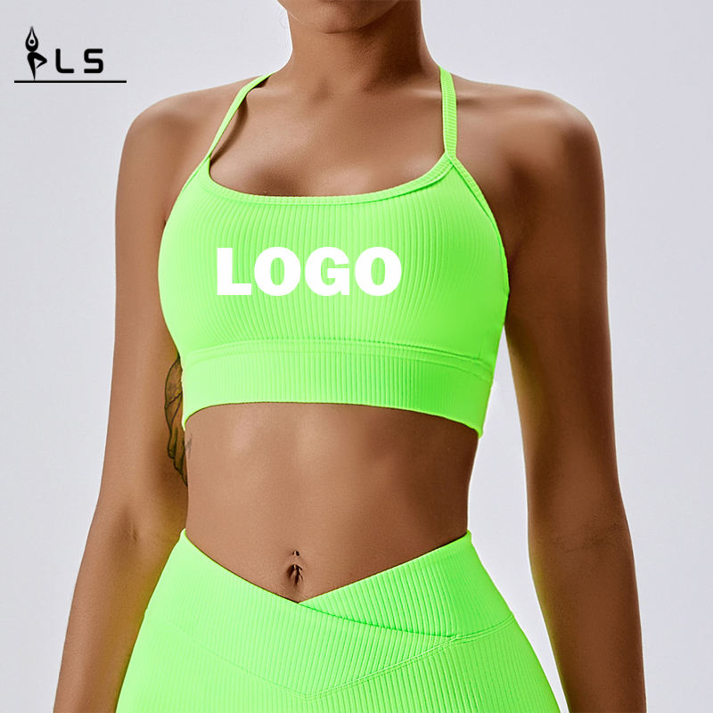 SC101610 Halter Sport Bra Ladies Halter Neck Cross Back Sports Bra For Women Logo Women Workout Sport Bra Groothandel Yoga Cro