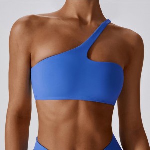 SC10188 Cross Back Back Yoga Sport Bra High Impact Gevoted Blue One Shoulder Butt Lift Sport BH
