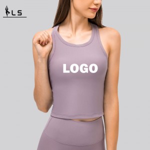 SC10255 Tops Quick Dry Fited Tank Top Gym Sports Yoga Compressie bijgesneden yoga -tanktops met pads