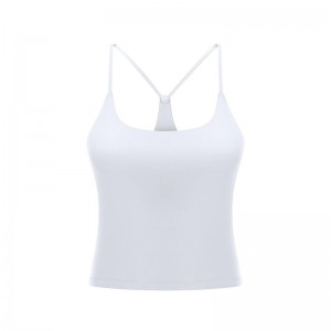 SC10259 Snel droog getailleerde tanktop Gym sport yoga compressie bijgesneden yoga -tanktops met pads