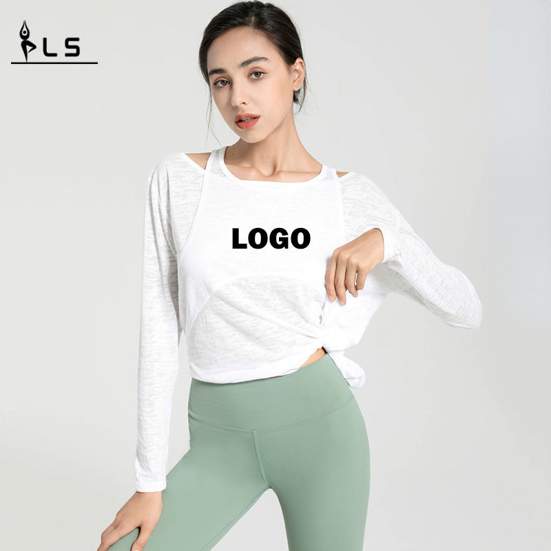 SC10263 Yoga T Shirts Fitness Round-Neck T-Shirts Yoga Long Sleeve Women T-Shirt Gym Shirt