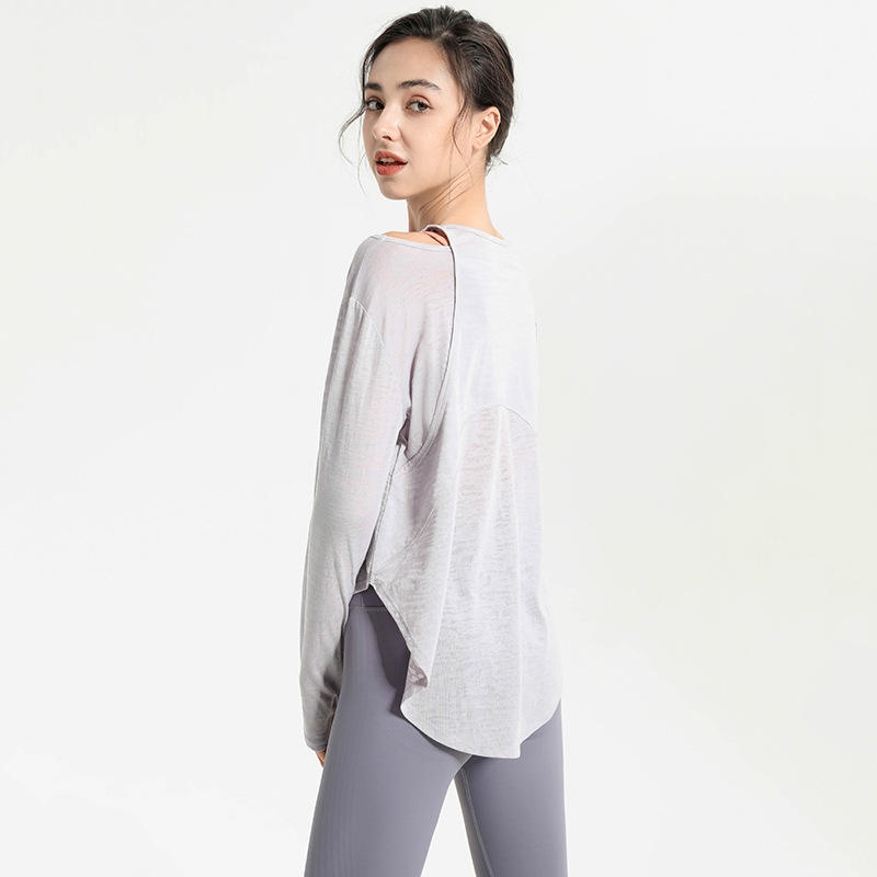 SC10263 Yoga T Shirts Fitness Round-Neck T-Shirts Yoga Long Sleeve Women T-Shirt Gym Shirt