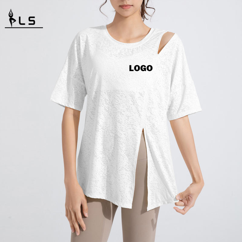 SC10262 T-shirt losse casual fitness yoga korte mouw top yoga t shirts fitness round-neck t-shirts