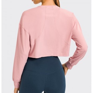 SC10265 Ademend yoga crop top gym fitness strak t-shirt yoga lange mouw dames t-shirt sportschool shirt