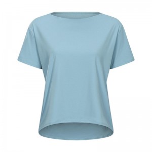 SC10266 Aangepast Logo Yoga Shirt Cutout Workout Pullover Yoga Shirt Short Sleeve Sport Yoga Workout Losse snel droge T -shirt vrouwen