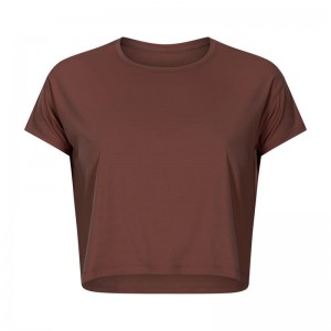 SC102610 Loose shirt voor yoga shorts gym yoga activewear korte mouw t -shirt crop top verkoop ademende snel drogende vrije tijd yoga