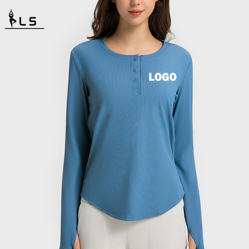 SC102613 Yoga-shirt met lange mouwen Yoga T-shirts Fitness Round-Neck T-shirts Yoga Lange mouw Women T-shirt Gymshirt