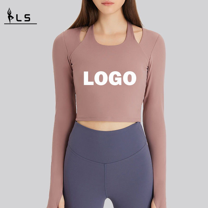 SC10273 Aangepast Logo Yoga T Shirts Fitness Round-Neck T-shirts Shirts Shirt Vrouw lange mouw sportshirt voor vrouwen