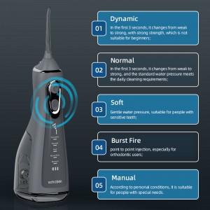 Oplaadbare tandheelkundige zorg afneembaar schoonbare watertank Draadloos waterflosser voor tanden tandvleesbeugels