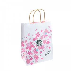 Milieuvriendelijk gerecycled zwart wit eten afhaalmaaltijden verpakking ambachtelijke papieren tas winkel cadeau winkelen bruine kraft papieren zak met handvat