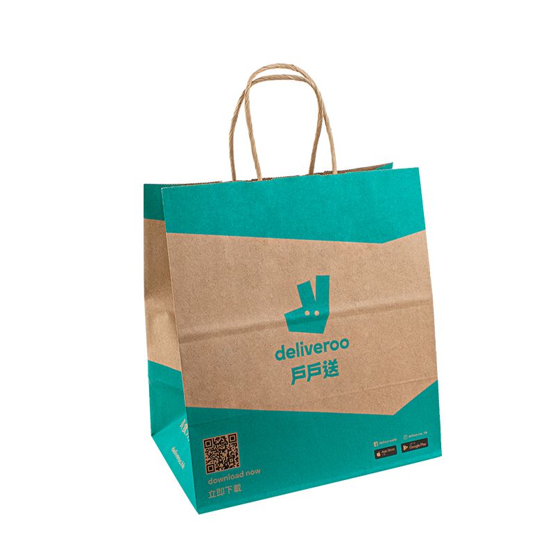 Kraft papieren boodschappentas eten verpakking aangepaste papieren zakken met logo papieren zak met handvat