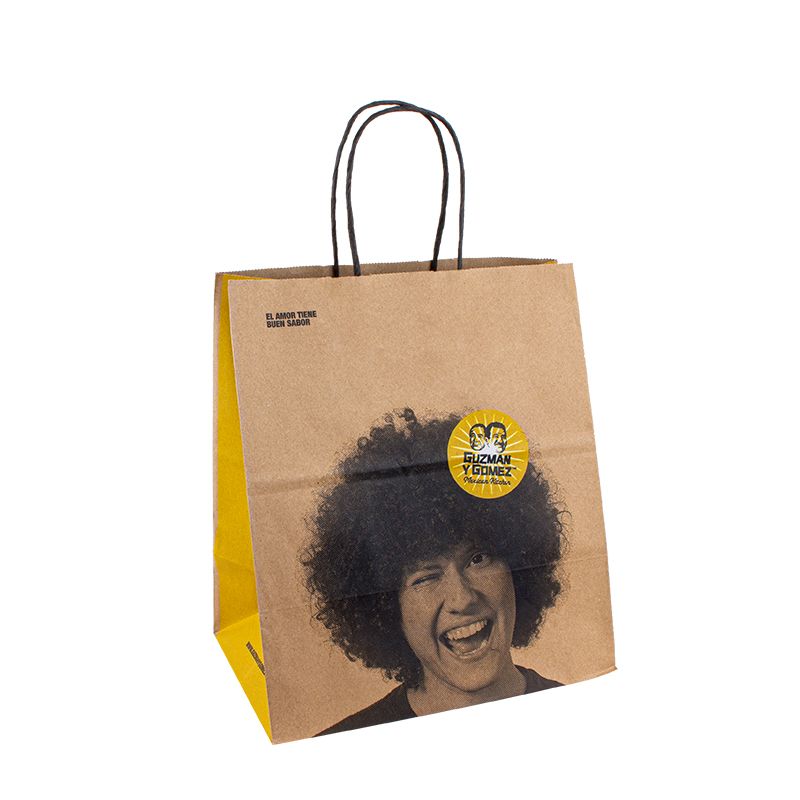 Kraft papieren boodschappentas eten verpakking aangepaste papieren zakken met logo papieren zak met handvat