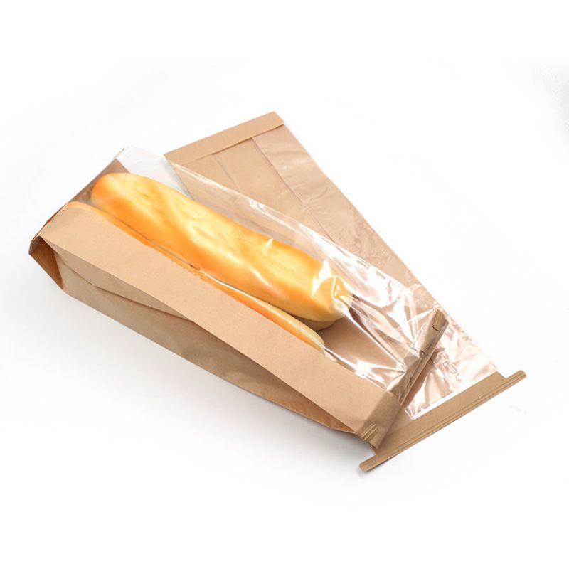 Bruin brood kraft papierverpakkingszakken met venster FCS SGS FDA -gecertificeerde