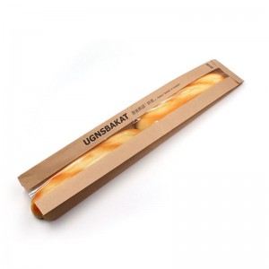 Brown/white Kraft Bakery -tassen met raam aanpasbaar duurzaam milieuvriendelijk