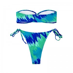 Strapless Cutout Lace-Up Briefs groene tweedelig zwempak