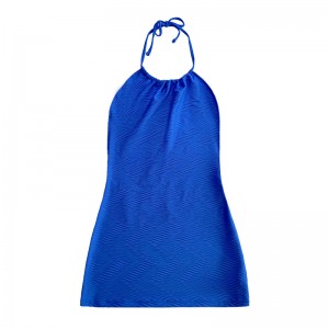 Blauw patroon speciale doek halter riem jurk uit één stuk zwempak