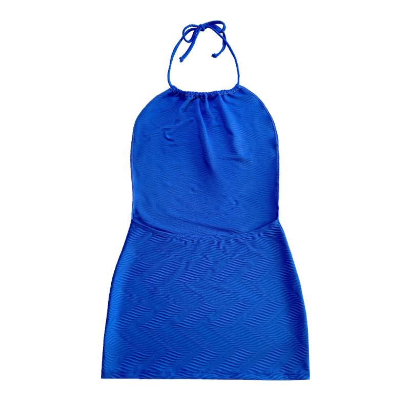 Blauw patroon speciale doek halter riem jurk uit één stuk zwempak