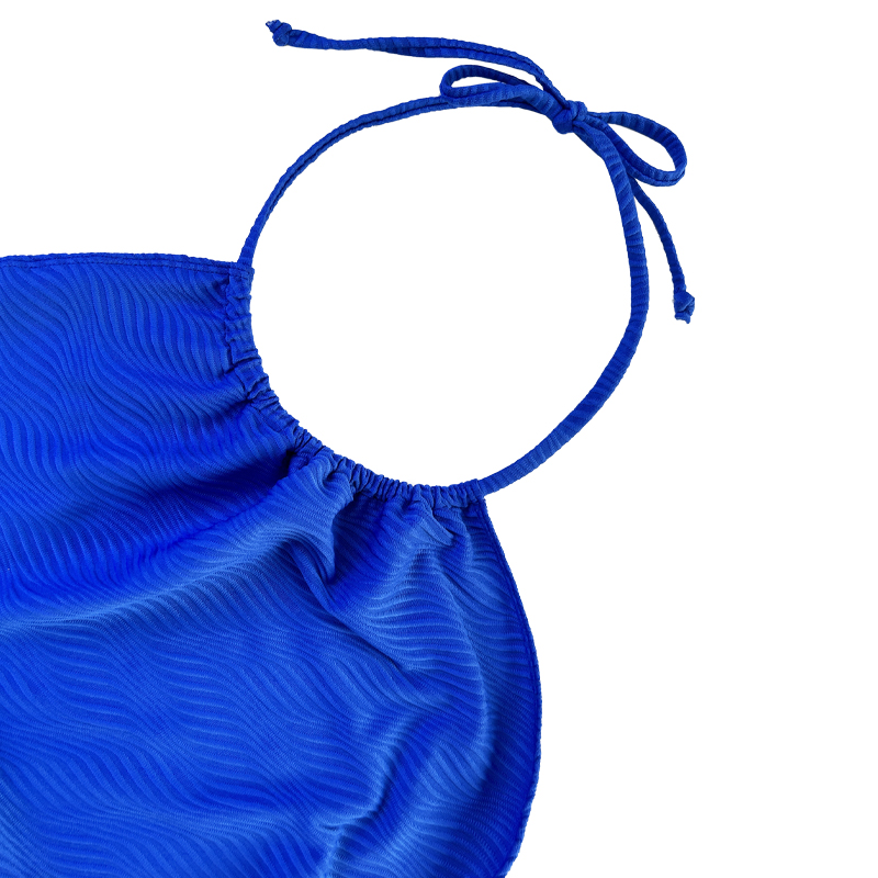 Blauw patroon speciale doek halter riem jurk uit één stuk zwempak