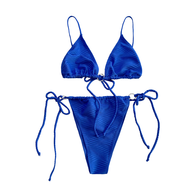 Blauw patroon Speciale stoffen ringriemriem tweedelig zwempak