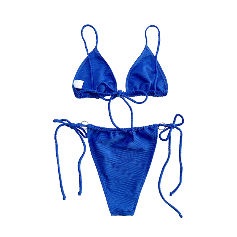 Blauw patroon Speciale stoffen ringriemriem tweedelig zwempak