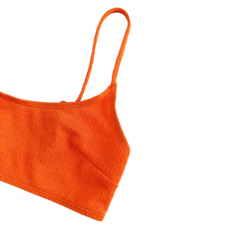 Oranje crêpe doek basic blouse draw geplooide rok sexy tweedelig zwempak