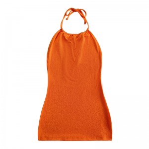 Oranje ruche doek halter riem jurk zwempak