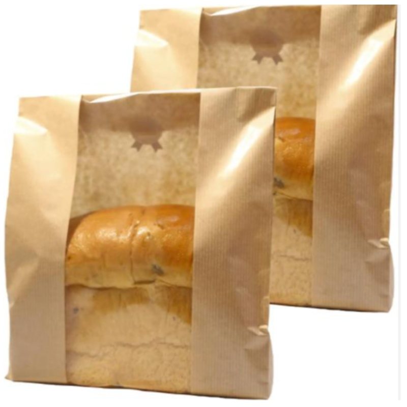 Aangepaste afdrukkraft Papieren broodtas met raamafdichtingssticker Verpakking Broodtas Voedselverpakking Opslag