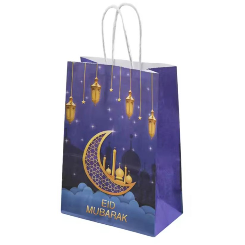 Groothandel Eid Mubarak Party Gift Kraft Paper Bag Islamitische moslimfestival Party Decoratie Ramadan Goodie Bags
