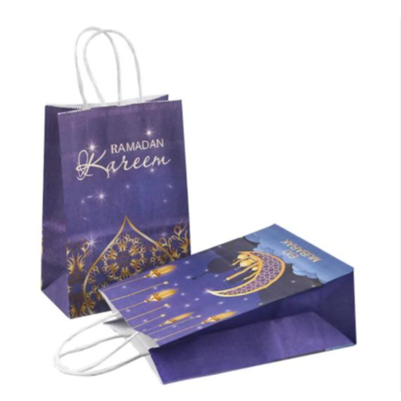 Groothandel Eid Mubarak Party Gift Kraft Paper Bag Islamitische moslimfestival Party Decoratie Ramadan Goodie Bags