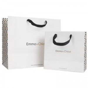 Gedrukte luxe kleine gerecyclede boodschappentassen geschenk papieren tassen met bedrijfsnaam voor sieradenverpakkingen met handvat