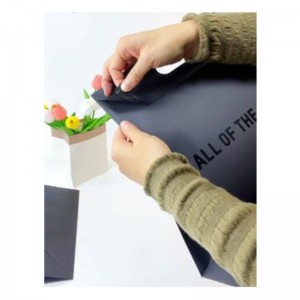 Luxe Die gesneden handvat Zwarte Kleding Kleding PAKKOPPACTAGE Papiertas Cosmetische Custom Logo Wikkelontwerp Papiercadeauzakken