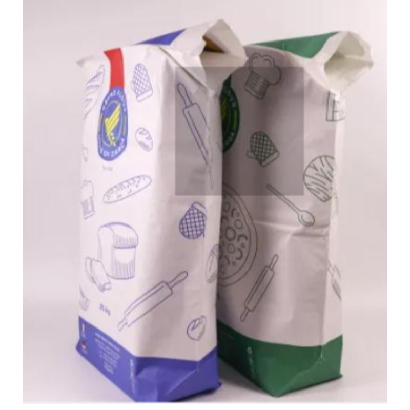 Meerlagige lagen kraft papier tarwebakkerij maida meel verpakking zak maat 25kg