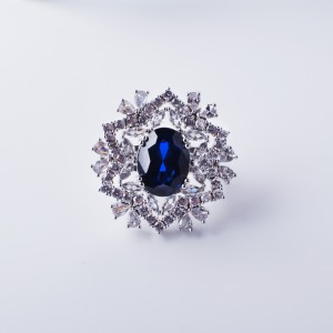 Hongde elegante cirkel met blauwe kubieke zirconia verlovingsringen roestvrij staal voor vrouwen bruiloft sieraden zilveren kleur