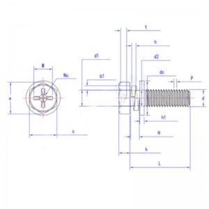 Kruisverzonken zeskantbout met inkeping en veerring