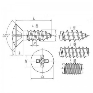 zink-gekleurd geplateerd kruisverzonken zelf-tapschroef