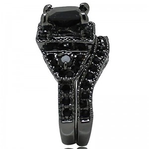 Hongde Black Onyx Princess Cut Anniversary Wedding Bridal Ring Diamond voor vrouw voor man