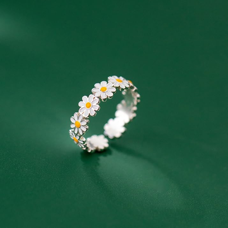 Hongde Lovely Daisy Flower Rings Verstelbare Open Ring Daisy Delight Ring voor vrouw voor man