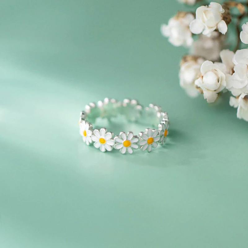 Hongde Lovely Daisy Flower Rings Verstelbare Open Ring Daisy Delight Ring voor vrouw voor man