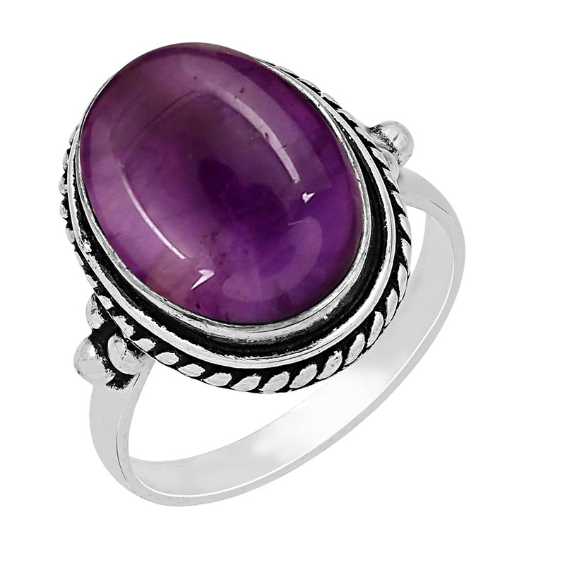 Hongde Mystic Amethist Sterling Ring 925 Sterling Verzilverd Handgemaakte Statement Ringen Voor Vrouwen Zuidwest Boheemse Geboortesteen Ring Sieraden